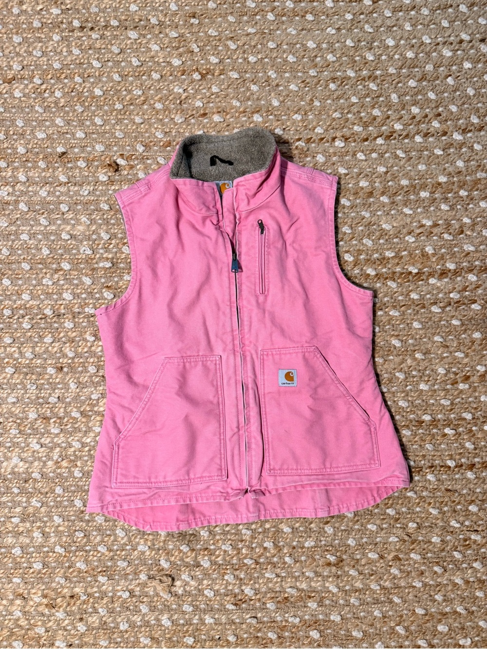 Carhartt Bubblegum Pink Canvas Sherpa Lined Vest - Picture 6 of 7